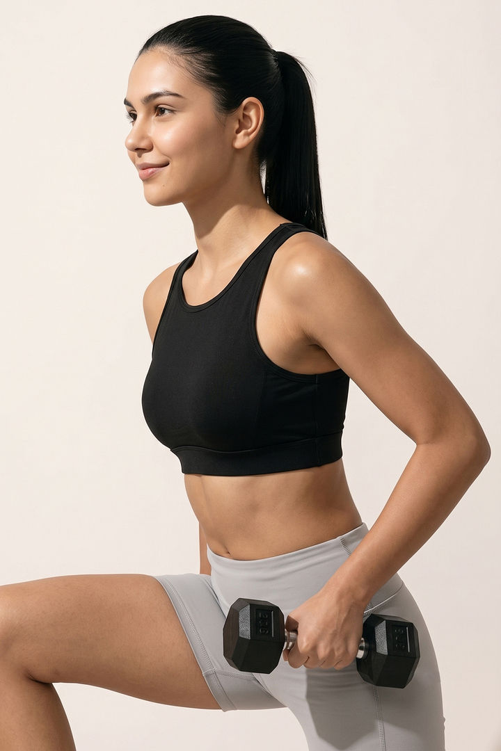 Zelocity Medium Impact Quick Dry Gym Sports Bra - Black Beauty — image 3